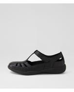 Evanie D Black Leather Flat Shoes