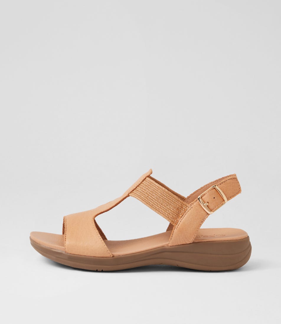 Mailie Dark Tan Leather Elastic Sandals