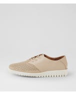 Barty Almond White Leather Flat Shoes