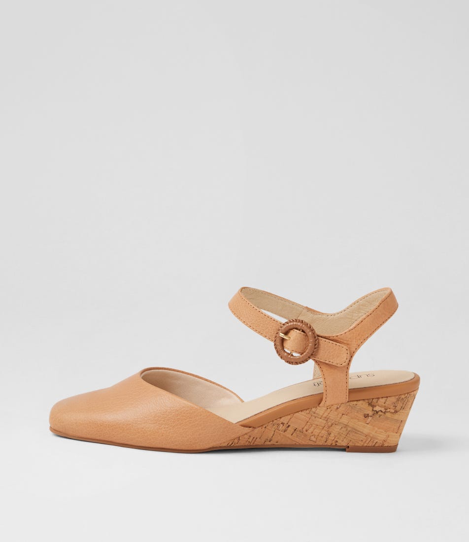 Selvine Dark Tan Cork Leather Heels