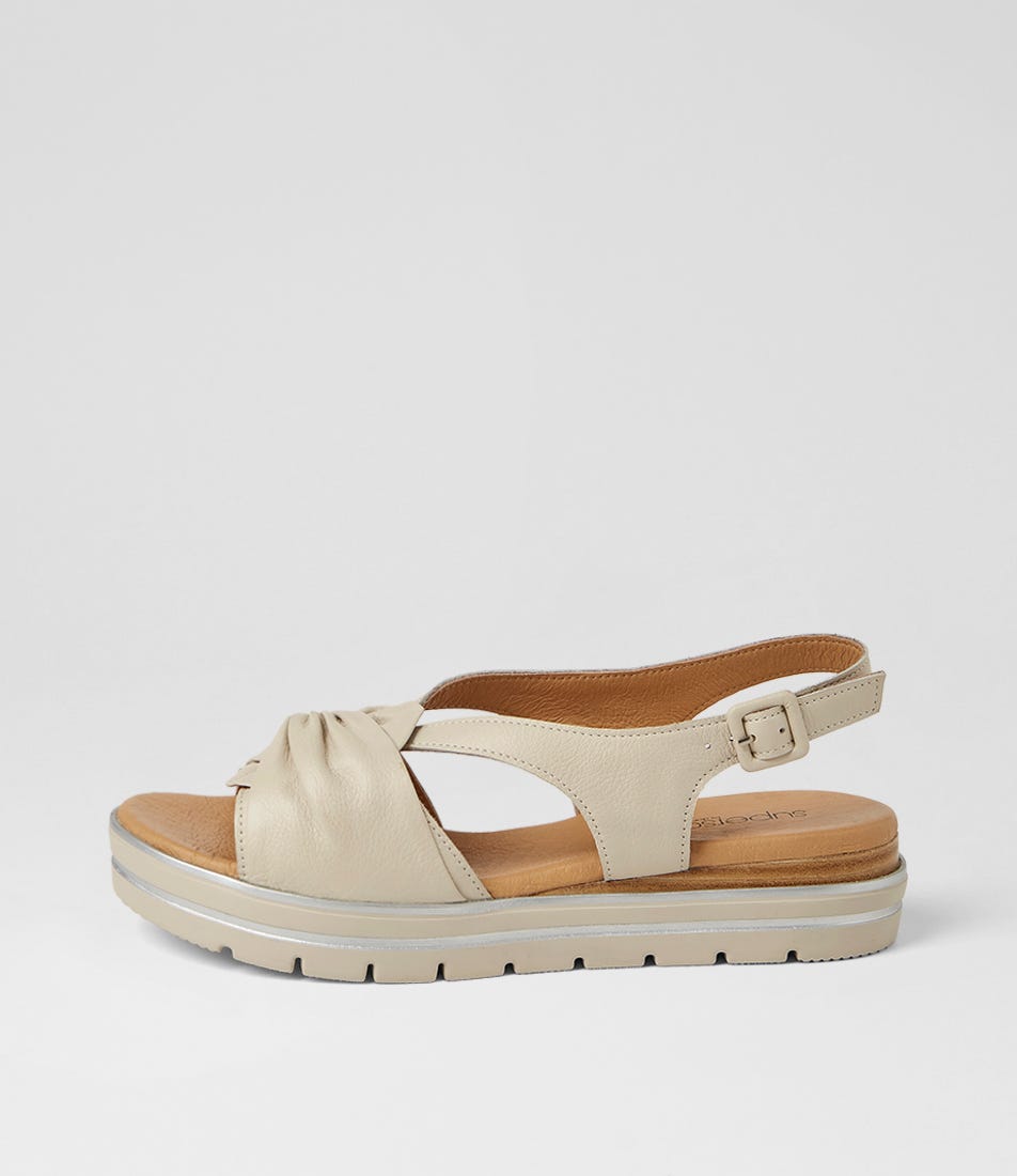 Alexin Ivory Leather Sandals