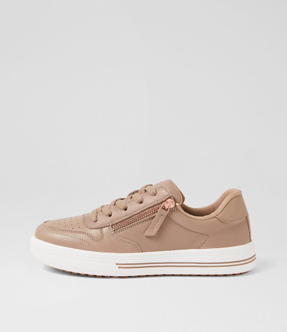 Animate Light Taupe Leather Sneakers