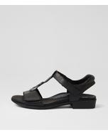 Caries Black Leather Sandals