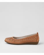 Carlinas Dark Tan Leather Flat Shoes