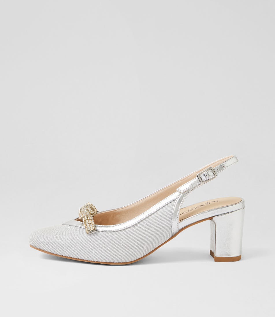 Jervis Silver Sparkle Fabric Heels