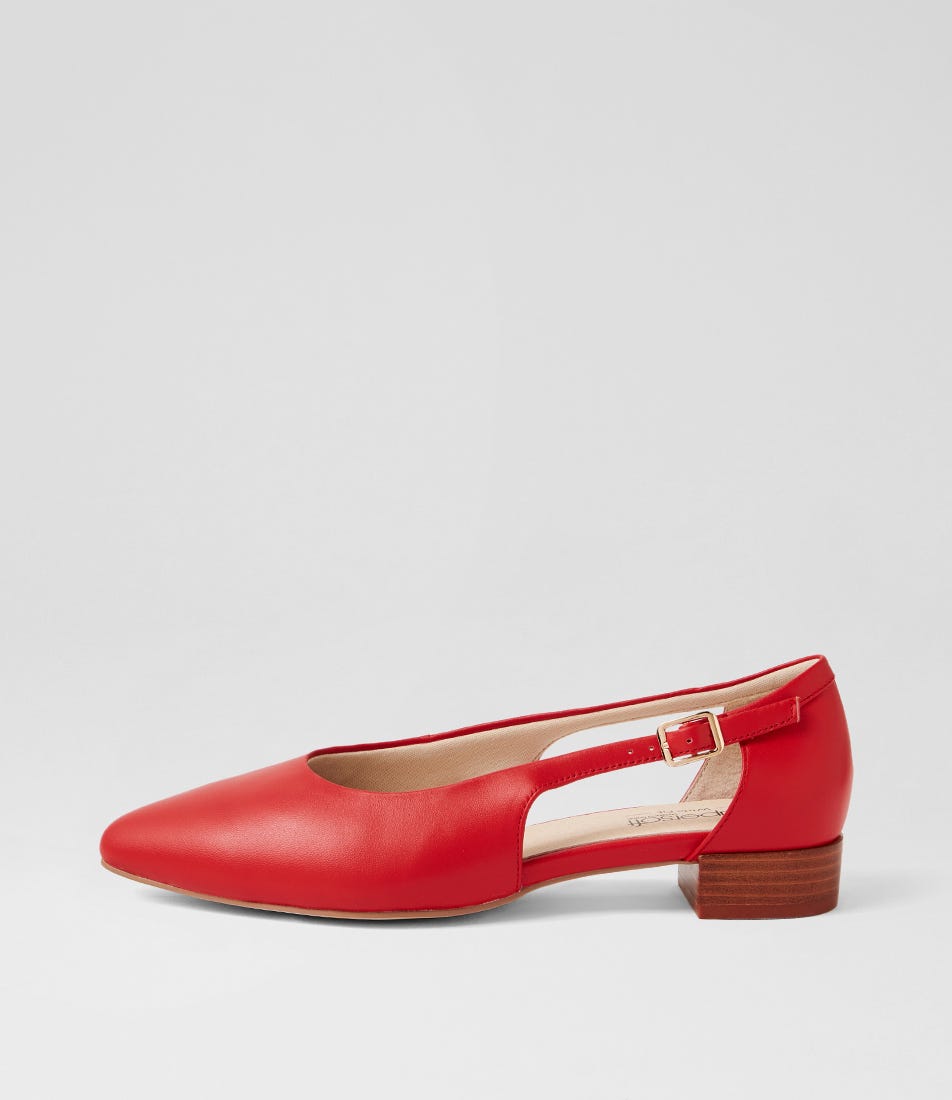 Wadi D Red Leather Flat Shoes
