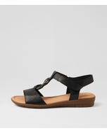 Felica Black Leather Sandals