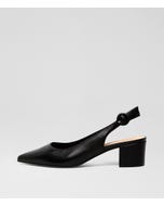 Abigale Black Leather Slingbacks