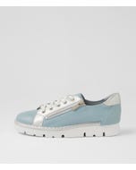 Elos Denim White Silver Wash Leather Sneakers