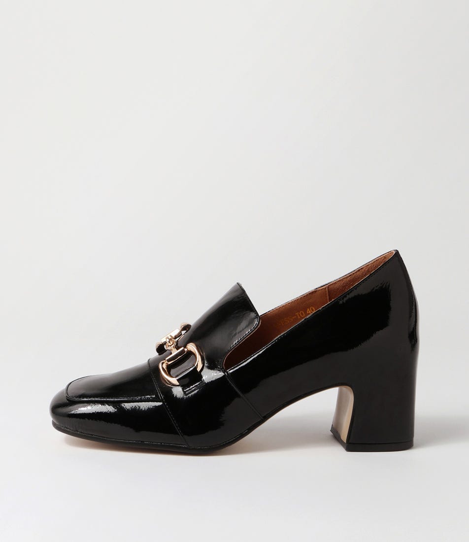 Faness Black Patent Leather Heels by Top End