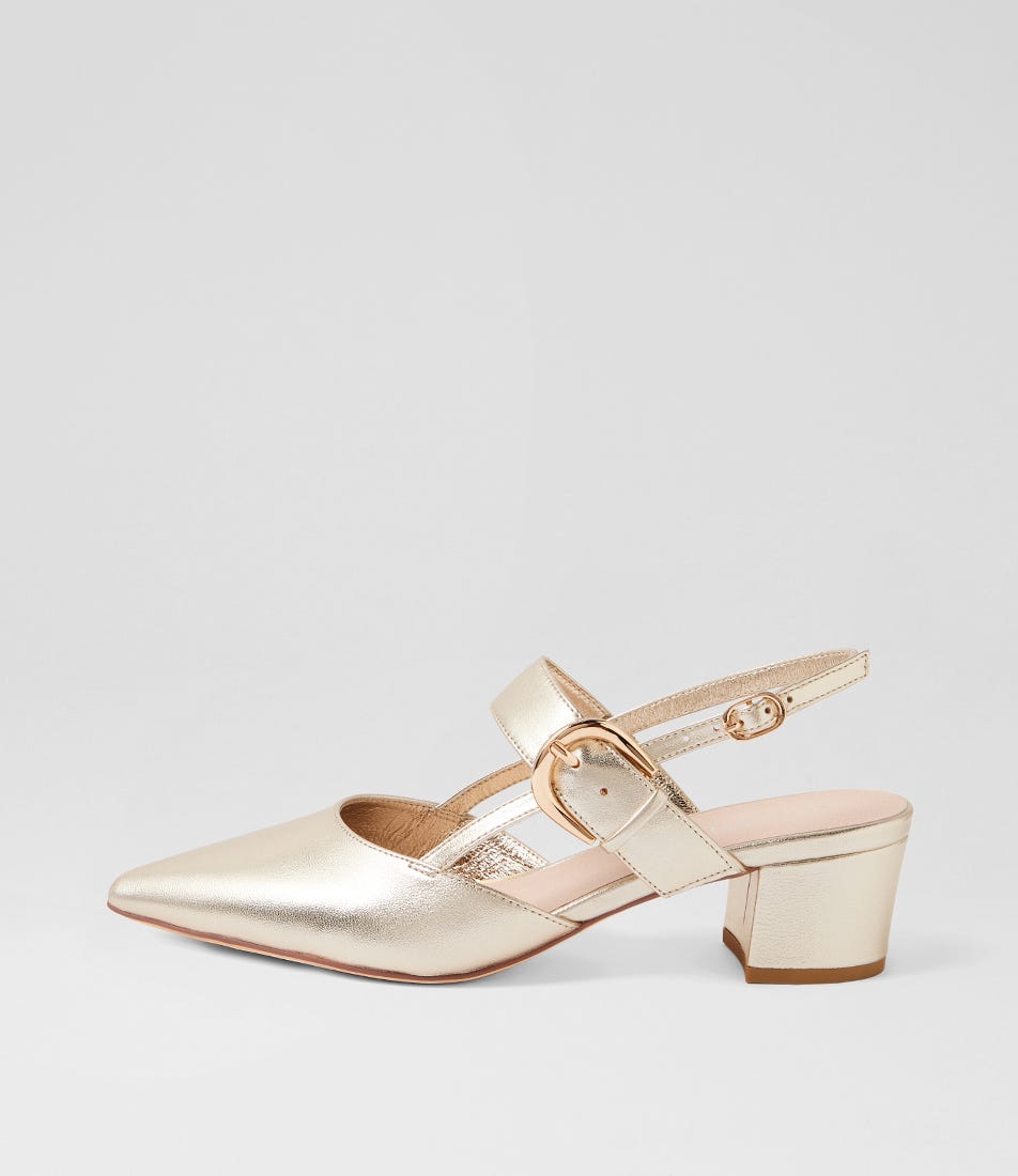 Asten Pale Gold Leather Heels