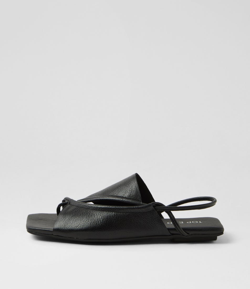 Egain Black Leather Sandals