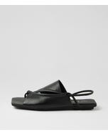 Egain Black Leather Sandals