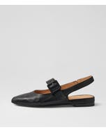 Flario Black Leather Flat Shoes