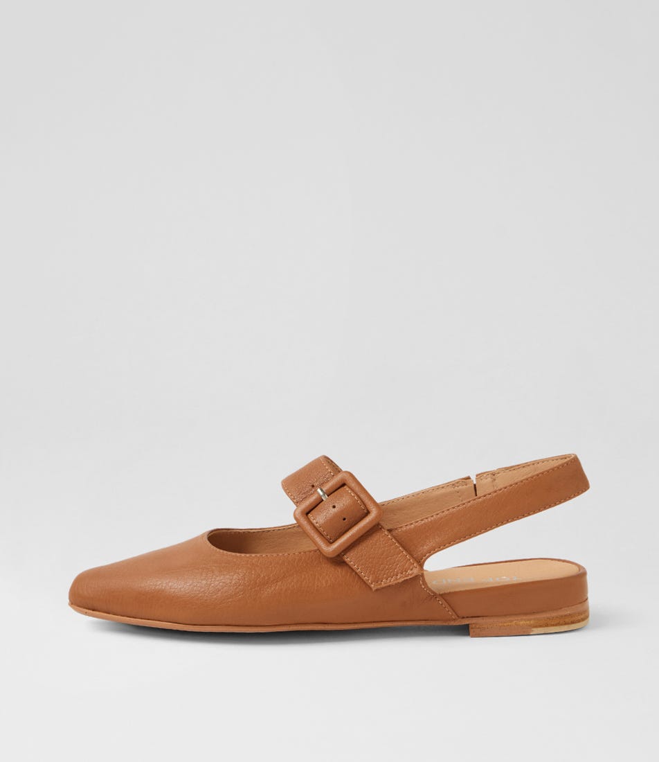 Flario Dark Tan Leather Flat Shoes