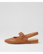 Flario Dark Tan Leather Flat Shoes