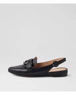 Favillas Black Leather Flat Shoes
