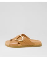 Roule Dark Tan Leather Slides