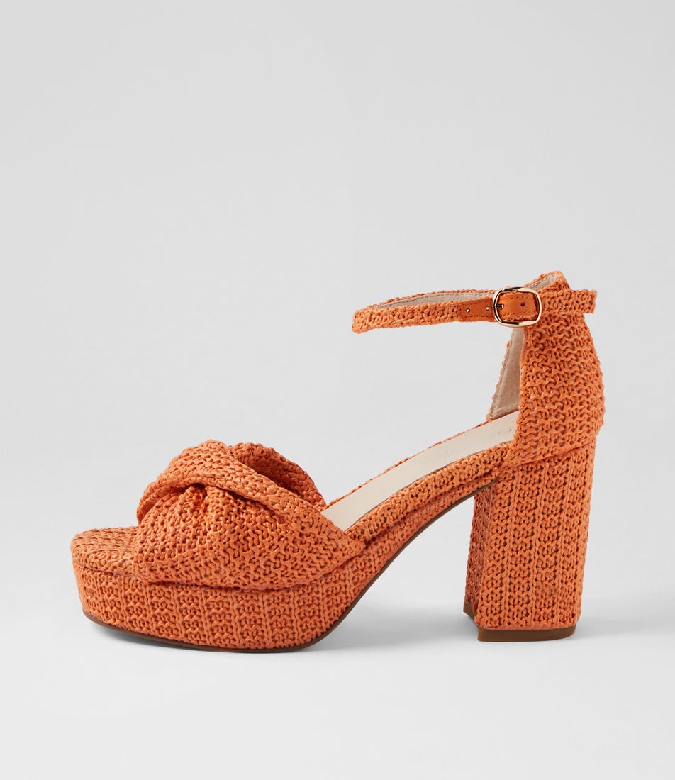 Voday Orange Synthetic Raffia Sandals