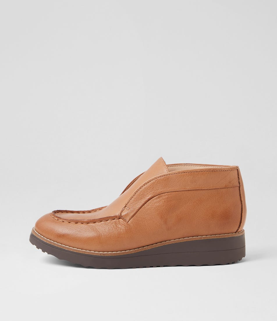 Onott Dark Tan Choc Leather Ankle Boots