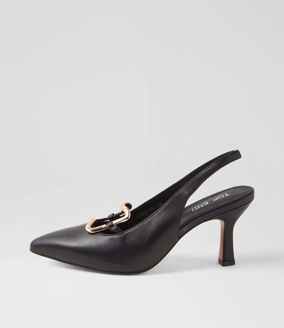 Linky Black Leather Heels