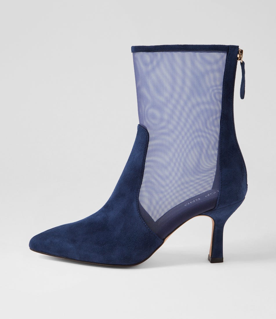 Lenka Navy Suede Mesh Ankle Boots