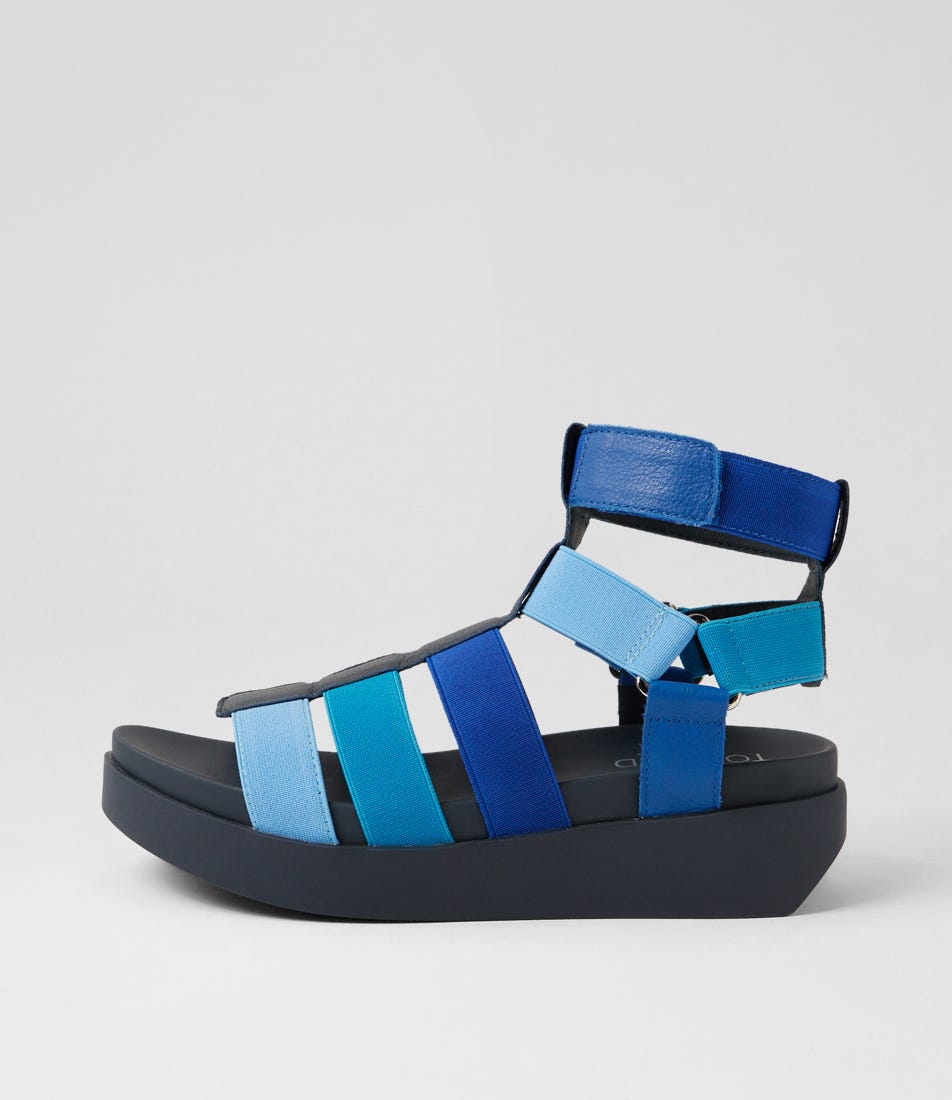 Dacie Blue Mix Elastic Leather Sandals