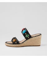 Gizelas Black Multi Leather Sandals