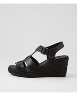 Glaire Black Leather Sandals