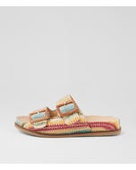 Ixey Blue Multi Synthetic Raffia Slides