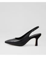 Lindsie Black Leather Jewels Heels