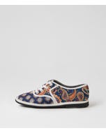 Lottes Navy Multi Fabric Lace Up Flats