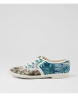 Lottes Autumn Floral Fabric Lace Up Flats