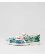 Lottes Sky Floral Fabric Lace Up Flats