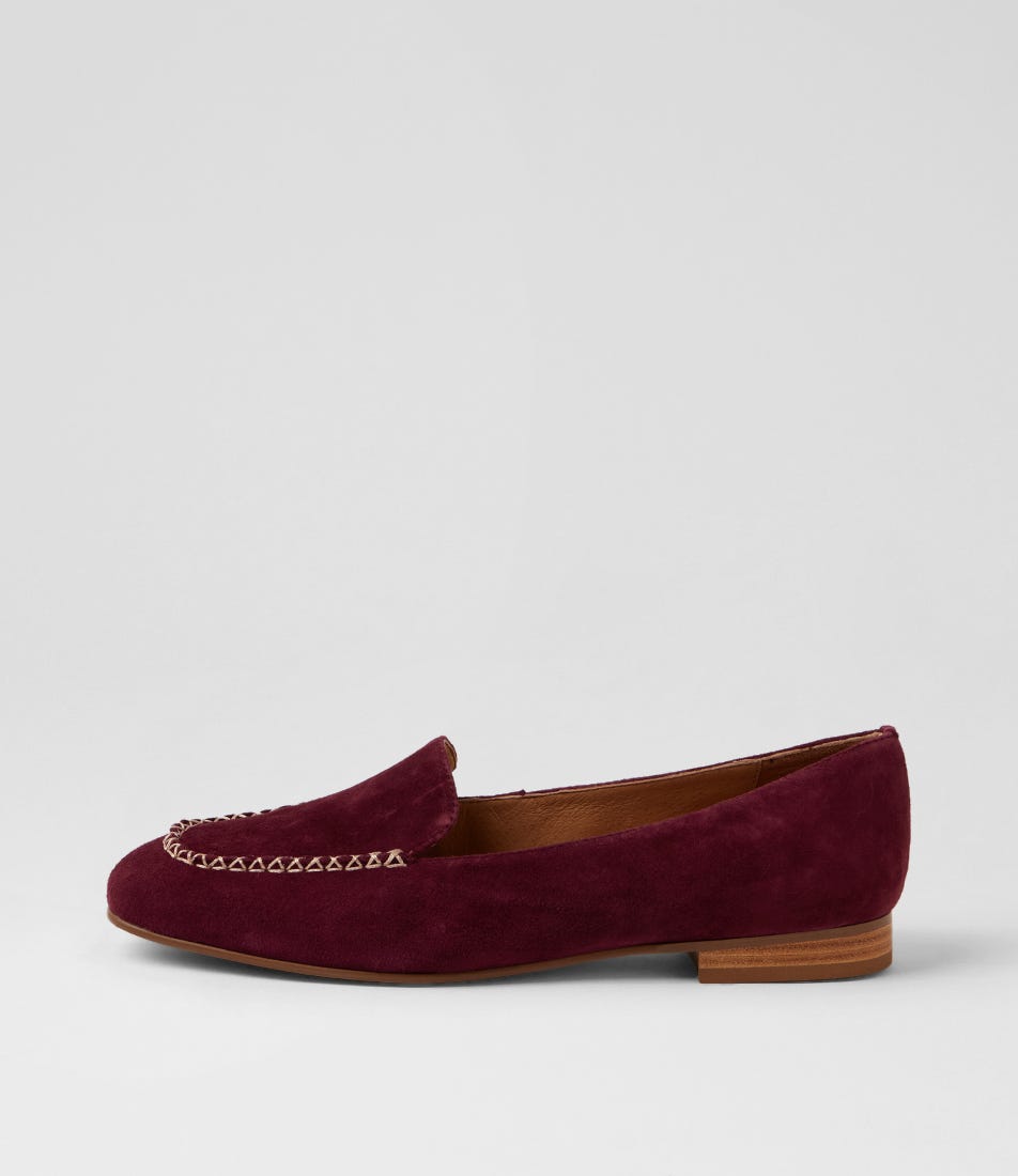 Pansha Burgundy Natural Suede Loafers
