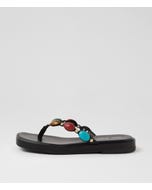 Tahna Black Multi Leather Thongs