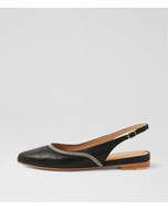 Follini Black Leather Flat Shoes