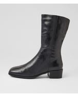 Okila Black Leather Calf Boots