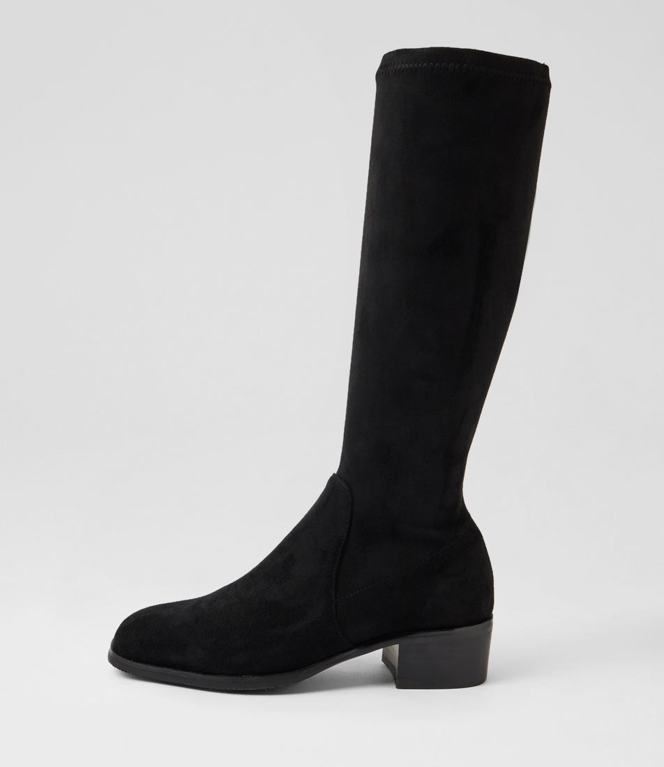 Oquail Black Microsuede Knee High Boots