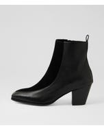 Reddy Black Leather Suede Ankle Boots