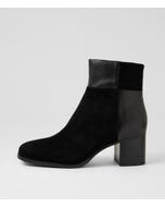 Zaura Black Suede Leather Ankle Boots