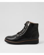 Ollege Black Leather Lace Up Boots