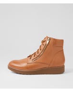 Ollege Dark Tan Light Choc Leather Lace Up Boots