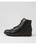 Ollege Black Leather Ankle Boots