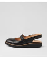 Olora Black Leather Mary Janes