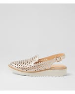 Onula Beige Gold Almond Wash Leather Flat Shoes