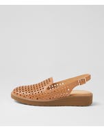 Onula Dark Tan Light Choc Leather Flat Shoes