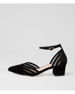 Ashea Black Suede Mesh Heels