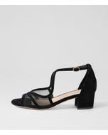 Daciana Black Suede Mesh Sandals