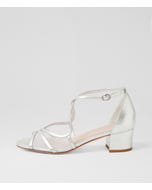 Daciana Silver Leather Mesh Sandals